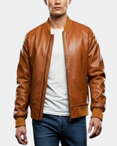 Mens Leather MA-1 Bomber Jacket Ryan Dynamo Tan